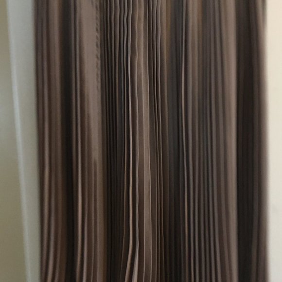 Reworked Vintage STRIPES LONDON taupe beige pleated midi skirt Large - Picture 5 of 9